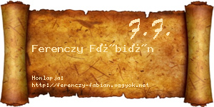 Ferenczy Fábián névjegykártya